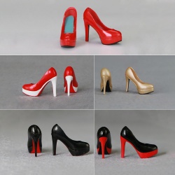 Spot: 1/6 package plastic body shoes shoes red - black - red and white - gold can be replaced