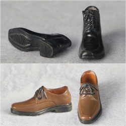 Spot: 1/6 package plastic men's leather shoes bronze and black can be replaced