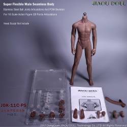 JIAOU DOLL 1/6 Seamless Male Action Figure With Detachable Foot in Black Skin